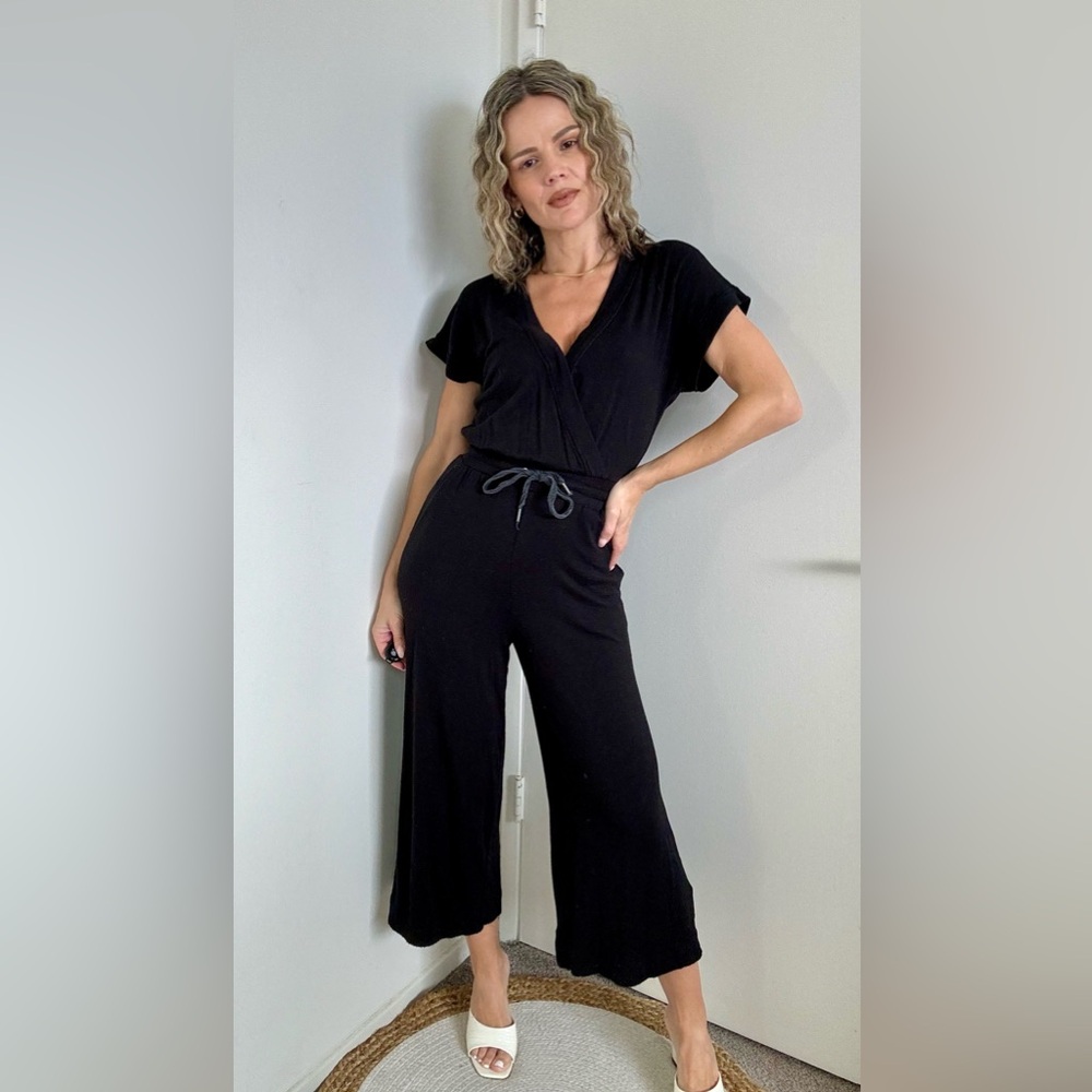 Splendid Active Surplice Jumpsuit Black - Picture 2 of 8